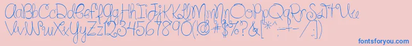 SilverBellybuttonRingReg-Schriftart – Blaue Schriften auf rosa Hintergrund