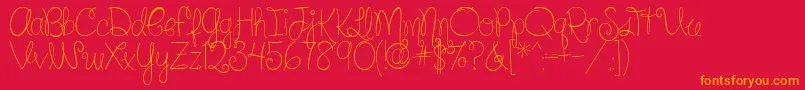 SilverBellybuttonRingReg-Schriftart – Orangefarbene Schriften auf rotem Hintergrund