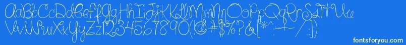 SilverBellybuttonRingReg-Schriftart – Gelbe Schriften auf blauem Hintergrund