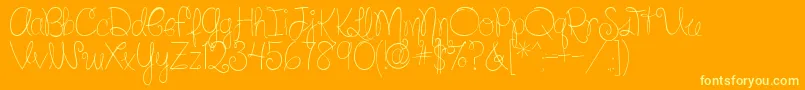 SilverBellybuttonRingReg-Schriftart – Gelbe Schriften auf orangefarbenem Hintergrund