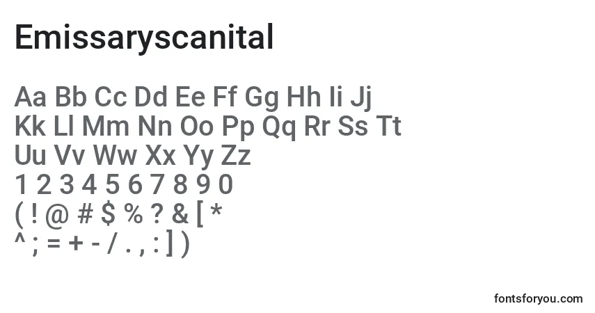 A fonte Emissaryscanital – alfabeto, números, caracteres especiais