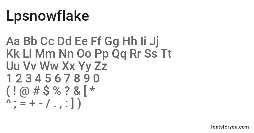 Lpsnowflake-fontti – aakkoset, numerot, erikoismerkit