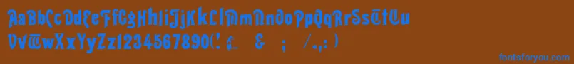 フォントThaliaRegular – 茶色の背景に青い文字