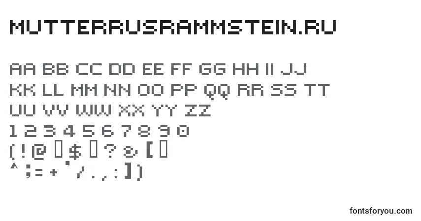 Шрифт MutterrusRammstein.Ru – алфавит, цифры, специальные символы
