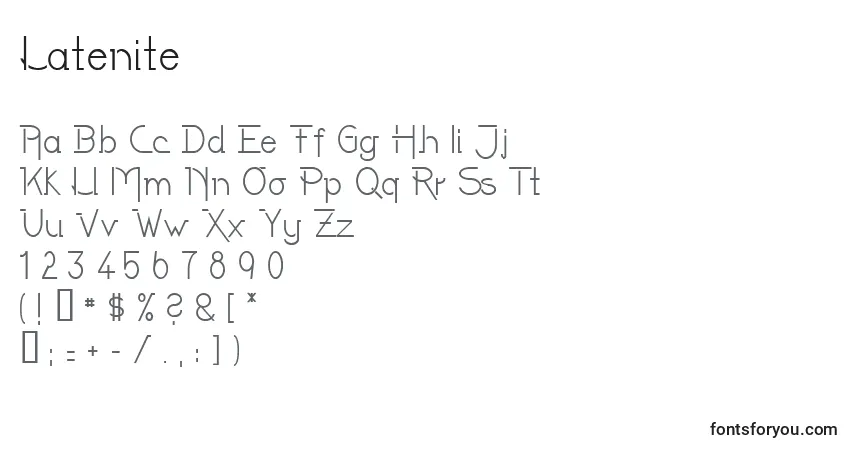 Schriftart Latenite – Alphabet, Zahlen, spezielle Symbole