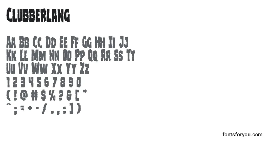 Clubberlangフォント–アルファベット、数字、特殊文字