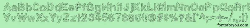 フォントNadcSpaghettica – 緑の背景に黒い文字