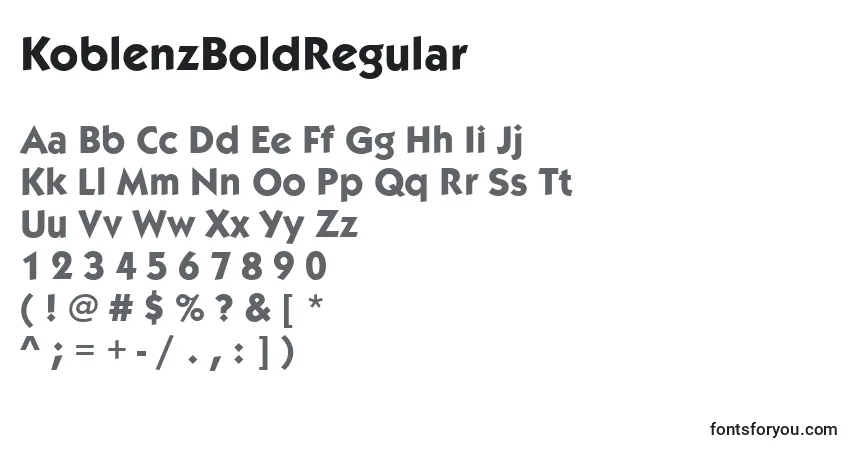 Czcionka KoblenzBoldRegular – alfabet, cyfry, specjalne znaki