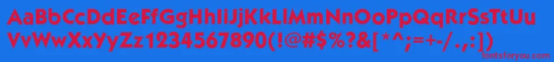 KoblenzBoldRegular-fontti – punaiset fontit sinisellä taustalla