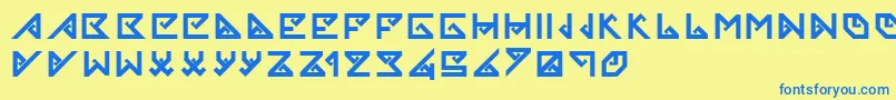 フォントSongket – 青い文字が黄色の背景にあります。