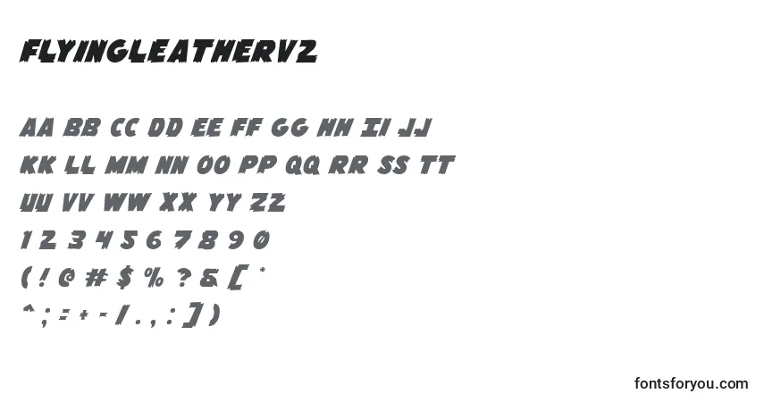 A fonte Flyingleatherv2 – alfabeto, números, caracteres especiais