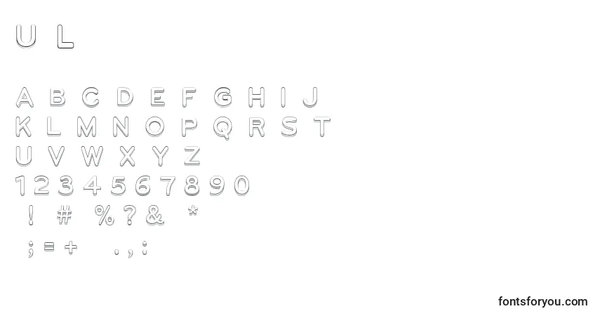 Schriftart UgoLine – Alphabet, Zahlen, spezielle Symbole