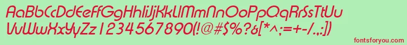 ExpressaItalic-fontti – punaiset fontit vihreällä taustalla