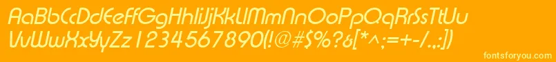 Fonte ExpressaItalic – fontes amarelas em um fundo laranja