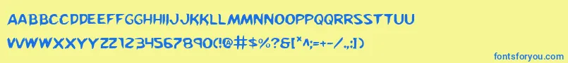 フォントKreeture – 青い文字が黄色の背景にあります。