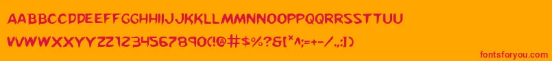 Kreeture-Schriftart – Rote Schriften auf orangefarbenem Hintergrund
