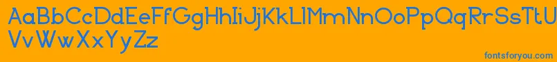BasicallySerifFreeVersion Font – Blue Fonts on Orange Background