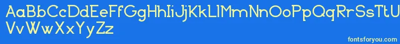 Weitere Informationen zur BasicallySerifFreeVersion-Schriftart BasicallySerifFreeVersion-Schriftart – Gelbe Schriften auf blauem Hintergrund