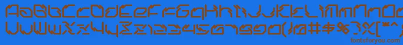 フォントLtr06 – 茶色の文字が青い背景にあります。