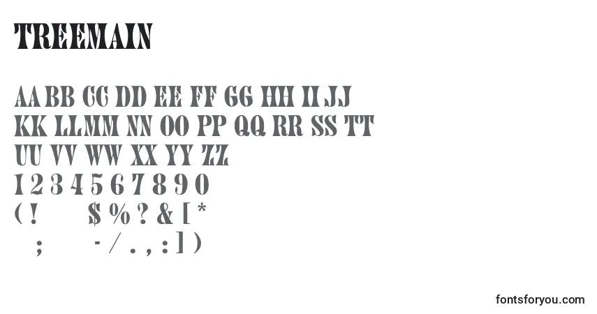 Schriftart Treemain – Alphabet, Zahlen, spezielle Symbole