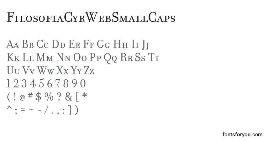 Schriftart FilosofiaCyrWebSmallCaps – Alphabet, Zahlen, spezielle Symbole