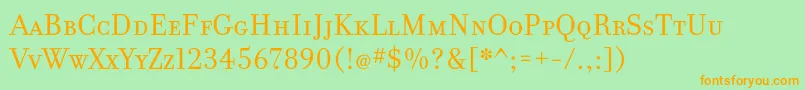 フォントFilosofiaCyrWebSmallCaps – オレンジの文字が緑の背景にあります。
