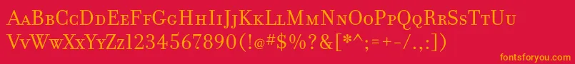 Fonte FilosofiaCyrWebSmallCaps – fontes laranjas em um fundo vermelho