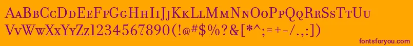 FilosofiaCyrWebSmallCaps-fontti – violetit fontit oranssilla taustalla