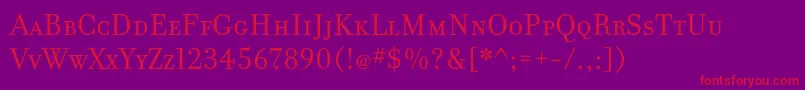 FilosofiaCyrWebSmallCaps-Schriftart – Rote Schriften auf violettem Hintergrund