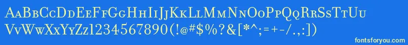 FilosofiaCyrWebSmallCaps-Schriftart – Gelbe Schriften auf blauem Hintergrund