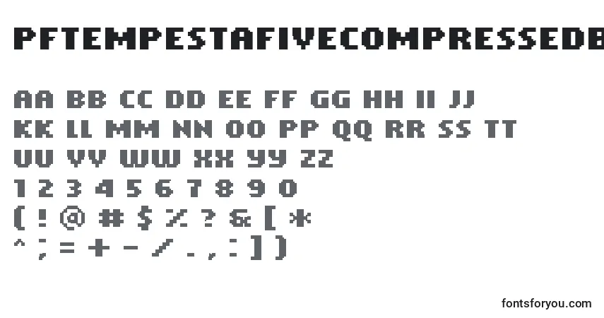 Czcionka PfTempestaFiveCompressedBold – alfabet, cyfry, specjalne znaki