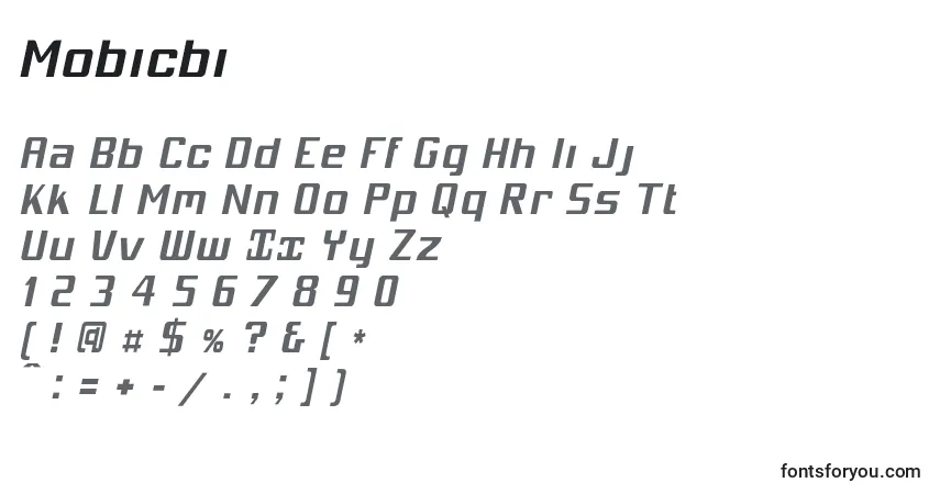 Mobicbi-fontti – aakkoset, numerot, erikoismerkit