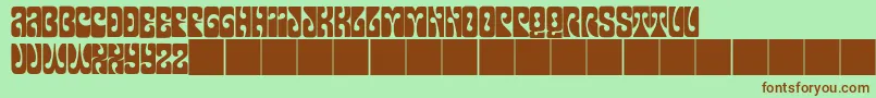 JmhPsychedelicCaps Font – Brown Fonts on Green Background