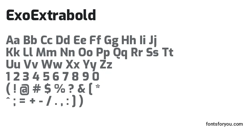 Шрифт ExoExtrabold – алфавит, цифры, специальные символы