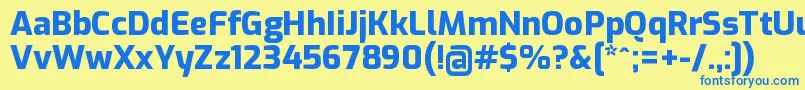 ExoExtrabold-fontti – siniset fontit keltaisella taustalla