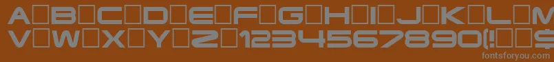 TerminatorRegular-fontti – harmaat kirjasimet ruskealla taustalla