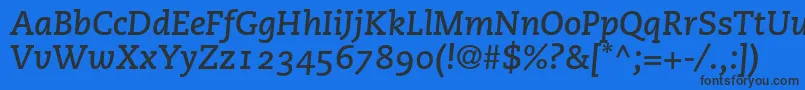 フォントPmnCaecilia76BoldItalicOldstyleFigures – 黒い文字の青い背景