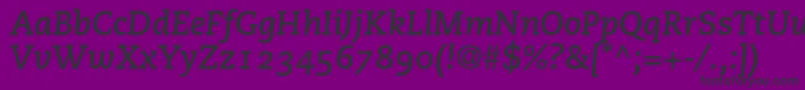 Шрифт PmnCaecilia76BoldItalicOldstyleFigures – чёрные шрифты на фиолетовом фоне