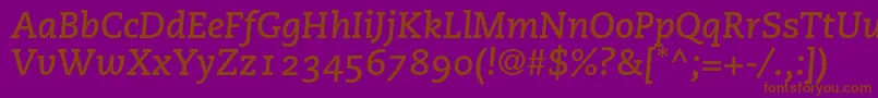 Шрифт PmnCaecilia76BoldItalicOldstyleFigures – коричневые шрифты на фиолетовом фоне