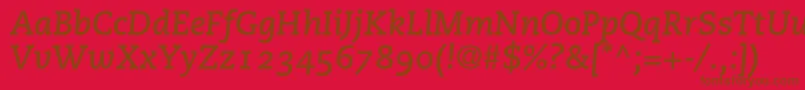 Czcionka PmnCaecilia76BoldItalicOldstyleFigures – brązowe czcionki na czerwonym tle