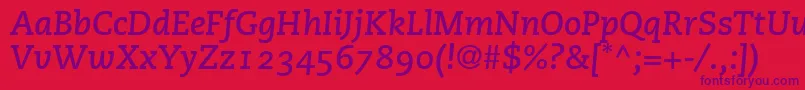 Шрифт PmnCaecilia76BoldItalicOldstyleFigures – фиолетовые шрифты на красном фоне