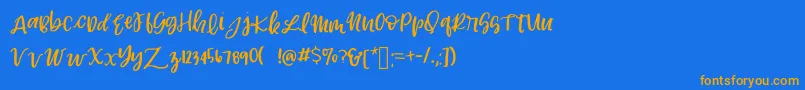 フォントLexingtonRegular2 – オレンジ色の文字が青い背景にあります。