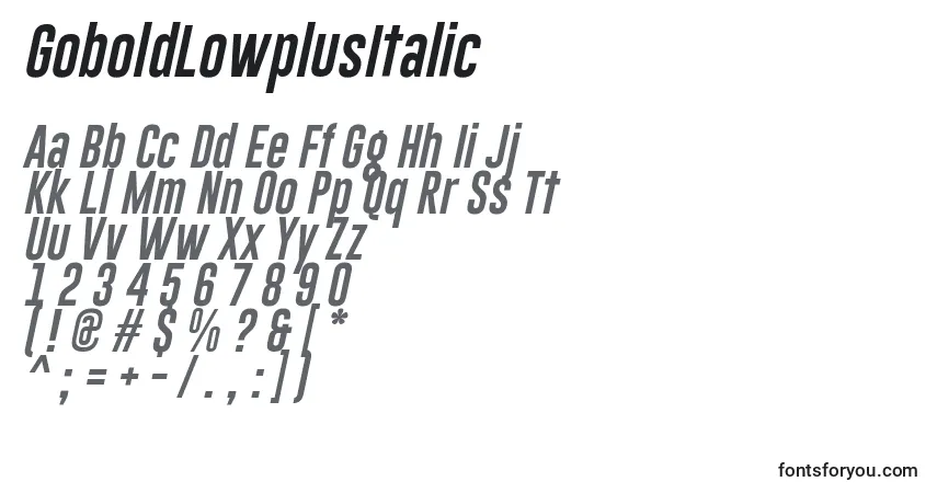 Police GoboldLowplusItalic - Alphabet, Chiffres, Caractères Spéciaux