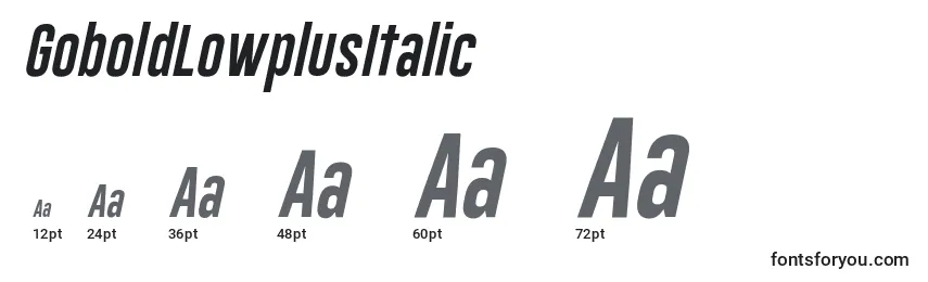 GoboldLowplusItalic Font Sizes