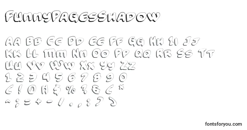 FunnyPagesShadow Font – alphabet, numbers, special characters