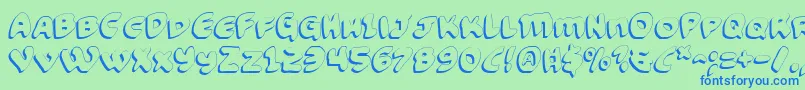 Więcej informacji o czcionce FunnyPagesShadow Czcionka FunnyPagesShadow – niebieskie czcionki na zielonym tle