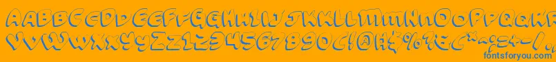 FunnyPagesShadow-Schriftart – Blaue Schriften auf orangefarbenem Hintergrund
