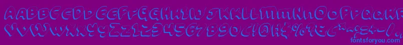 Fonte FunnyPagesShadow – fontes azuis em um fundo violeta
