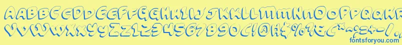 Czcionka FunnyPagesShadow – niebieskie czcionki na żółtym tle