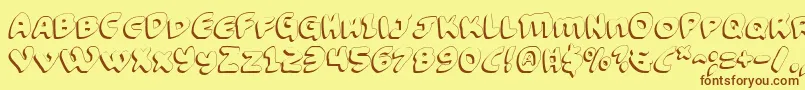 FunnyPagesShadow-Schriftart – Braune Schriften auf gelbem Hintergrund